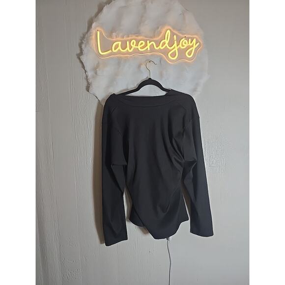 Black Top Cross Back Ballerina Long Sleeve Plus Size XL Unbranded Womens NWOT - Picture 1 of 5
